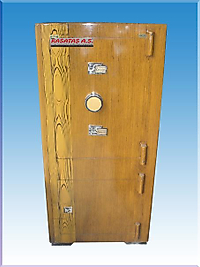 008AÖATZOR  ÖZEL OFİS TİPİ ALTI DOLAPLI SARI AÇIK CEVİZ RENK ÇELİK PARA KASASI 105*48*39CM 230KĞ ( 899 € )