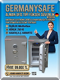 *.004ATMASE GERMANYSAFE ALMAN OFİS TİPİ AMERİKAN ELEKTRONİK ŞİFRELİ VE ANAHTARLI YÜKSEK GÜVENLİKLİ ÇELİK PARA KASASI  68*50*45CM 250KĞ ( 1960€ )