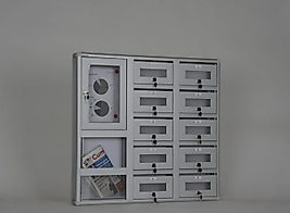 10 DAİRELİK RESİDENCE İÇİN ŞEFFAF CAMLI GAZETELİK VE İLAN PANOLU ALÜMİNYUM POSTA KUTUSU 85*90*10CM 5KĞ ( 800€  )