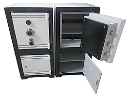 008CBULUT OFİS TİPİ 2 KAPILI KOMPLE ÖZEL BETONLU ALTI DOLAPLI ANAHTARLI ÖZEL ÇELİK PARA KASASI 105*50*45CM 250KĞ ( 999€ )+KDV