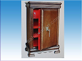 008MÖBLE1A ANTİKA DOLAP GÖRÜNÜMLÜ ÇELİKTEN MÖBLE TİPİ ÖZEL ANAHTARLI ÇELİK PARA KASASI ( AHŞAP GÖRÜNÜMLÜ BOYALI ) 80*55*50CM 275KĞ ( 5.500€ )