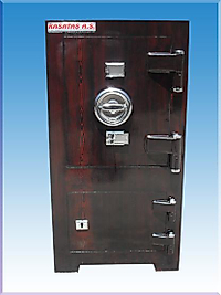 007AÖKIZIL ÖZEL OFİS TİPİ ALTI DOLAPLI DIŞI KOYU KIZIL CEVİZ RENK ÖZEL ÇELİK PARA KASASI 85*44*38CM 160KĞ ( 799€ )
