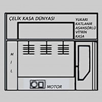 350CM SAMSUN TİPİ YÜKSEK GÜVENLİKLİ YUKARI KATLANA ASANSÖRLÜ VİTRİN KASA 120*300*80CM 2000Kg ( 11.500€ )