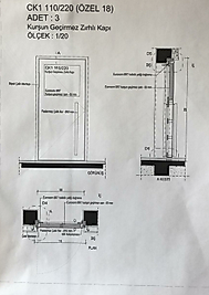 EURONORM BR7 KURŞUN GEÇİRMEZ ÇELİKTEN  VE ORTASI BR7 CAMLI KURŞUN GEÇİRMEZ ZIRHLI KAPI 220*110*20CM ( 3999€ )