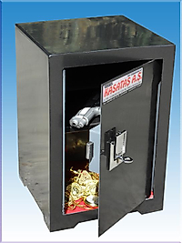 01EV35A EV TİPİ ANAHTARLI KÜÇÜK MONTAJ DELİKLİ ÇELİK PARA KASASI ( FÜME RENK 1 RAFLI İÇTEN MİLLİ ) 35*25*25CM 9KĞ ( 199€ )