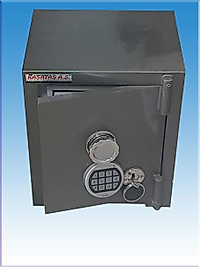 ZZZZZ001AE OFİS TİPİ ELEKTRONİK ŞİFRELİ VE ANAHTARLI ÇELİK PARA KASASI 40*35*35CM 75KĞ ( 399€ )+KDV
