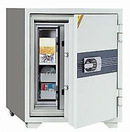 1090DERECE YANGINA 2 SAAT DAYANIKLILIK SERTİFİKALI ELEKTRONİK ŞİFRELİ DATA SAKLAMA KASASI DIŞ 830 x 690 x 720mm İÇ 489 x 402 x 406mm 254KĞ 80LT ( 2625€ )