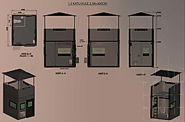 1,5 KATLI BR7 KURŞUN GEÇİRMEZ ÜSTÜ METAL ÇATILI AÇIK MEVZİ YERLİ ZIRHLI KULE 532*238*238CM 20TON ( 29999€ )+KDV
