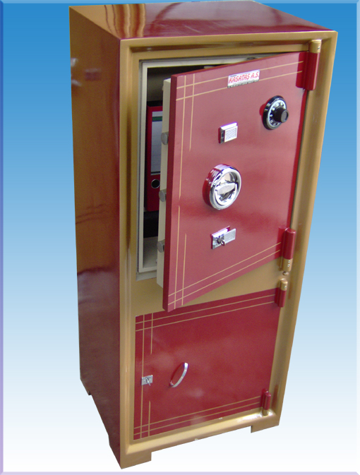 0011K2  OFİS TİPİ ALTI DOLAPLI MEKANİK ŞİFRELİ ÇELİK PARA KASASI 140*60*50cm 400Kg  ( 1499€ )