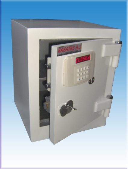 002XPBE  EV TİPİ BEYAZ ELEKTRONİK ÇELİK PARA KASASI DIŞ 50*46*40CM ( İÇ 40*37*30CM) 120KĞ ( 899€  )