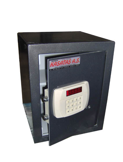 001KBÇE OFİS TİPİ YÜKSEK GÜVENLİKLİ ELEKTRONİK ŞİFRELİ ÇELİK PARA KASASI 35*35*35CM 100KĞ ( 699€ )