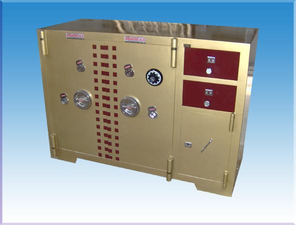 B130K2Ç2D1M1A4 BANKO TİPİ KUYUMCU KASASI ( DIŞTAN ÜST ÜSTE 2 ÇEKMECELİ VE DOLAPLI ÇOK ÖZEL KİLİTLEME TERTİBATLI ) 80*130*60CM 1300KĞ ( 2000€ )