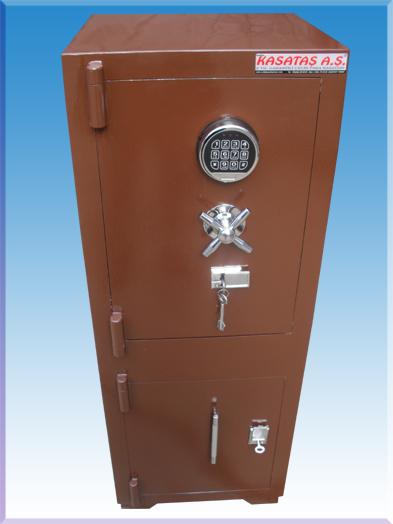 009EAT OFİS TİPİ TERS KAPAKLI ANAHTARLI VE ELEKTRONİK ŞİFRELİ YÜKSEK GÜVENLİKLİ ÇELİK PARA KASASI 115*43*38CM 200KĞ ( 899€ )