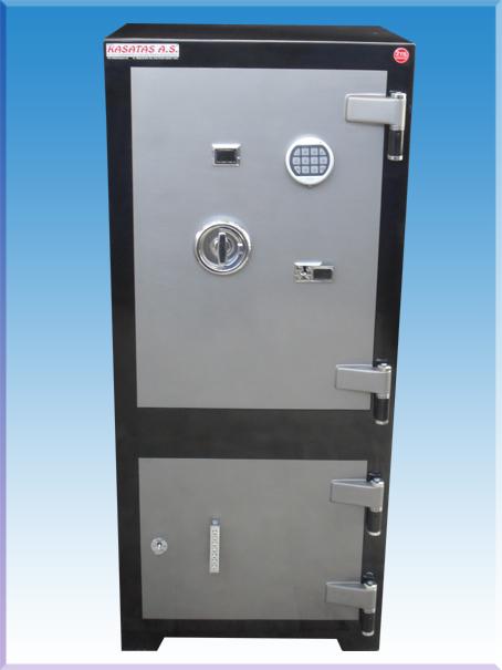 0012ÇZE OFİS TİPİ ALTI DOLAPLI ELEKTRONİK ŞİFRELİ  ÇELİK PARA KASASI 150*65*55CM 550KĞ ( 1500€ )