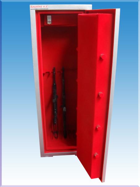 6 TÜFEK KAPASİTELİ ÖZEL 1.000.000DA BİR AÇILMA İHTİMALLİ ANAHTAR ALTI 7*11CM MATKAP DELMEZ ANAHTARLI TÜFEK KASASI 150*50*45CM 400KĞ ( 1500€ )