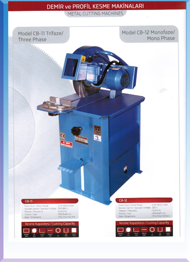 CD 11 12 3 HP MOTORLU MONOFAZE 400*3*40 TESTERELİ AYAKLI TİPİ ( 666€ )+KDV ADRESE TESLİM