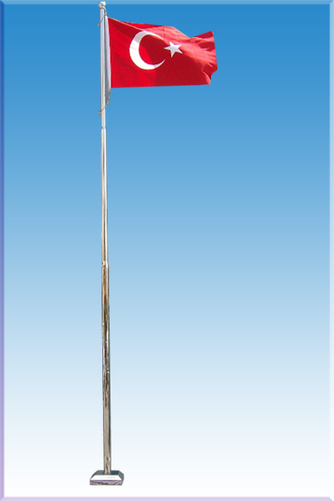 16 METRE CCMAYDINLAT TİPİ 16 METRE T.C. BAYRAK DİREĞİ TEPE IŞIKLI TEPE DÖNERLİ KADEMELİ BAYRAK DİREGİ +KDV KROM FİYATI ( 1600€ )