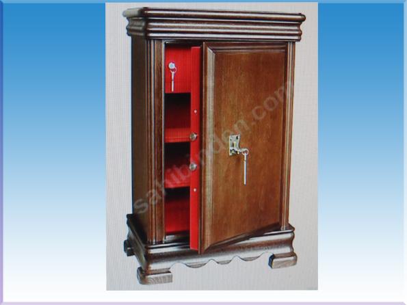 008MÖBLE1A ANTİKA DOLAP GÖRÜNÜMLÜ ÇELİKTEN MÖBLE TİPİ ÖZEL ANAHTARLI ÇELİK PARA KASASI ( AHŞAP GÖRÜNÜMLÜ BOYALI ) 80*55*50CM 275KĞ ( 5.500€ )