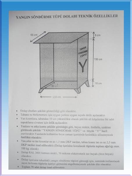 TEİAŞ 12 BÖLGE TİPİ DKP SACDAN YANGIN SÖNDÜRME TÜPÜ DOLABI 150*110*65CM 80KĞ ( 599€ )