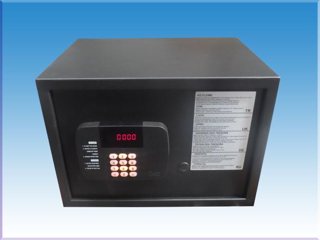 0025MAKFANS 20 MOTORLU SÜRGÜLÜ TAM DİJİTAL TİPİ OTEL ODA LCD EKRANLI ELEKTRONİK ŞİFRELİ EMANET KASASINI DIŞ 25*35*25CM İÇ 24*34*20CM 10KĞ ( 99€ )