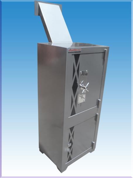 0010KEYKA PETROL İSTASYONU TİPİ YAN ODADAN ZARFLA PARA ATMA YERLİ  ÖZEL ANAHTARLI KUMBARA ÇELİK PARA KASASI 125*55*45CM 250KĞ  ( 1250€ )