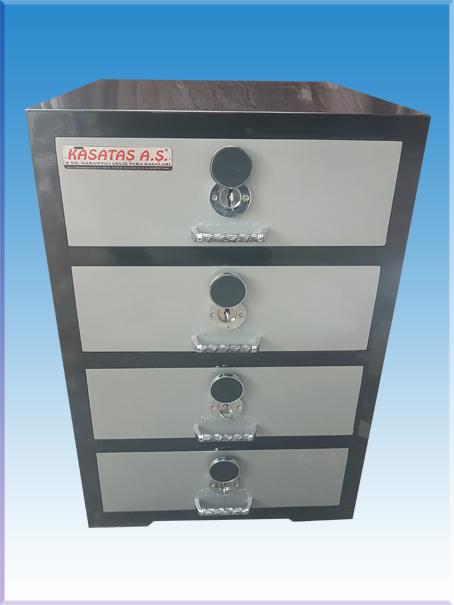 004PÇ ALMANYA TİPİ YÜKSEK GÜVENLİKLİ ÇİFT CİDARLI  İÇİNDE PARA YERLİ 4 LÜ PARA ÇEKMECE KASA 75*50*50CM 250KĞ ( 999€ )