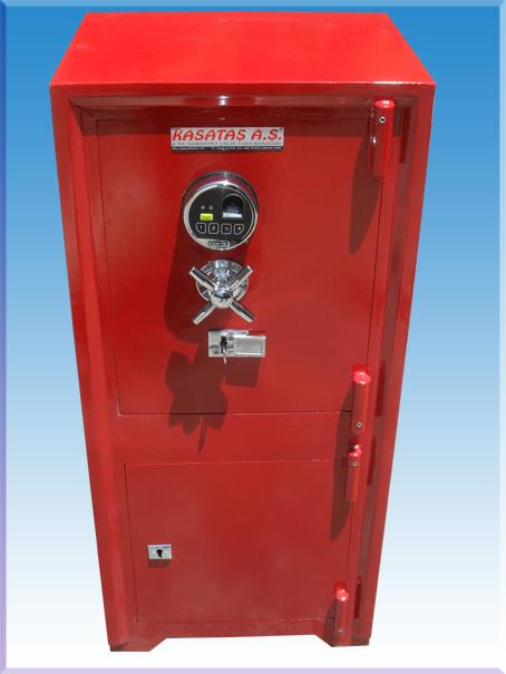 008PEÖK OFİS TİPİ ANAHTAR TAŞIMA ZORUNLULUĞU OLMAYAN  PARMAK İZİ İLE AÇILAN TUŞLU ELEKTRONİK ŞİFRELİ ALTI DOLAPLI ÇELİK PARA KASASI  105*48*39CM 180KĞ ( 625 € )