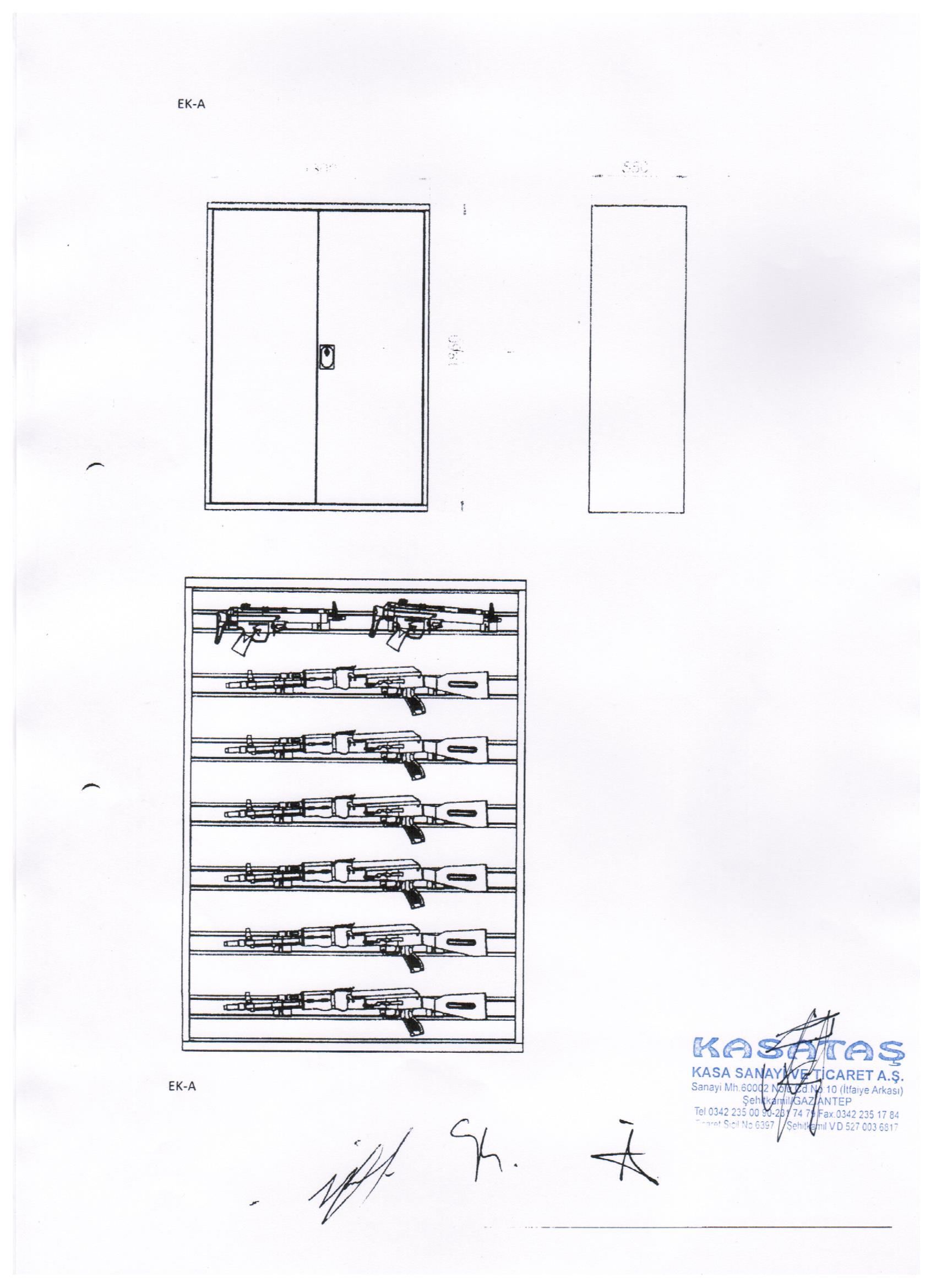. HVKK 8 ÜS TİPİ DIŞ GÖVDE 0,90mm İÇ RAFLAR 1,5MM ST37 SAC DAN DEN İMAL 7 RAFLI ASMA KİLİT TAKILABİLİNİR ÖZELLİKTE TÜFEK KASASI 185*130*55CM 100KĞ ( 1850€ )