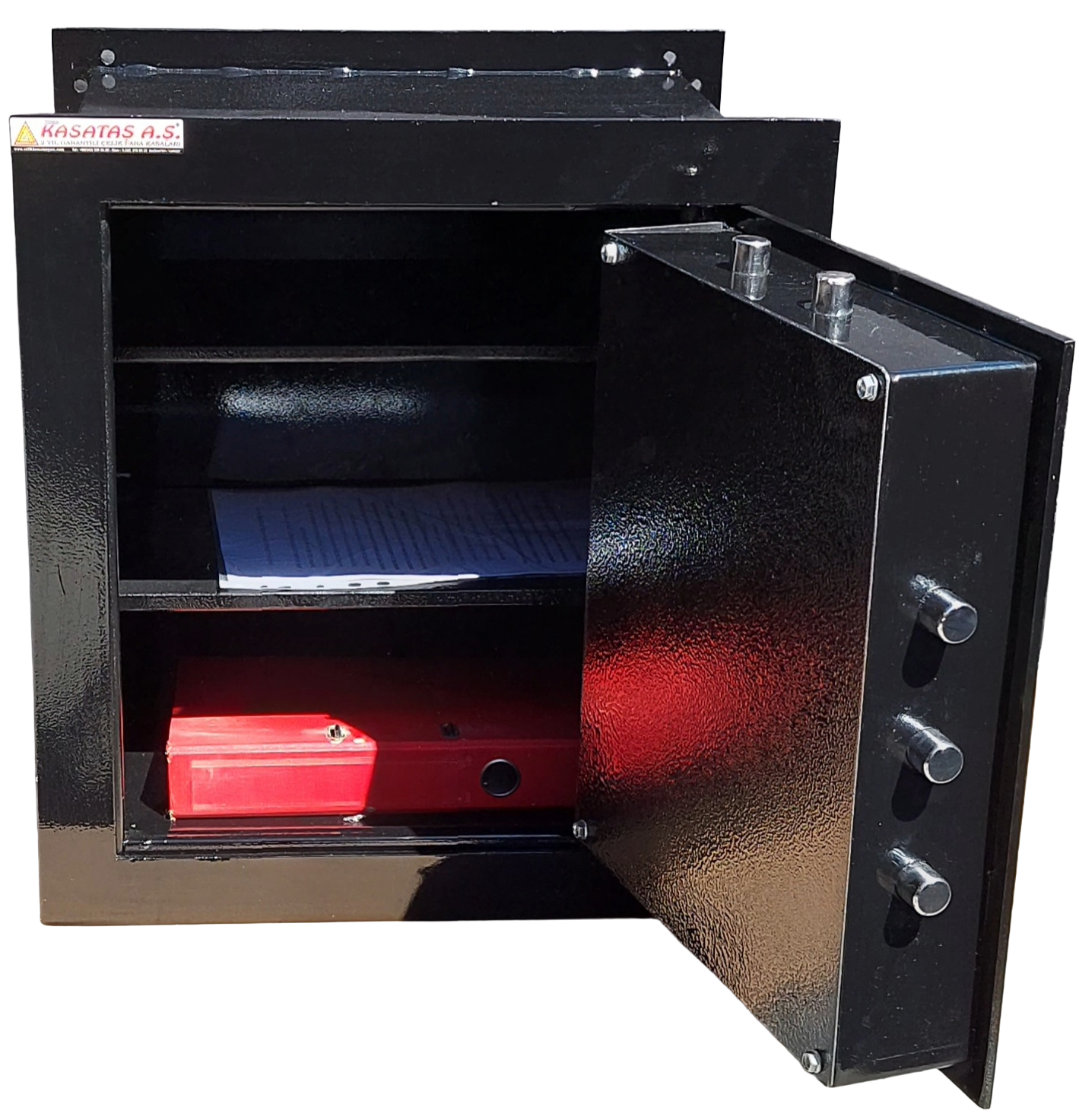 046EAGAK 5 KLASÖR SAKLAMA KAPASİTELİ ELEKTRONİK ŞİFRELİ VE ANAHTARLI ANKASTRE DUVAR KASASI 46*39*35cm 28Kg ( 899€ )