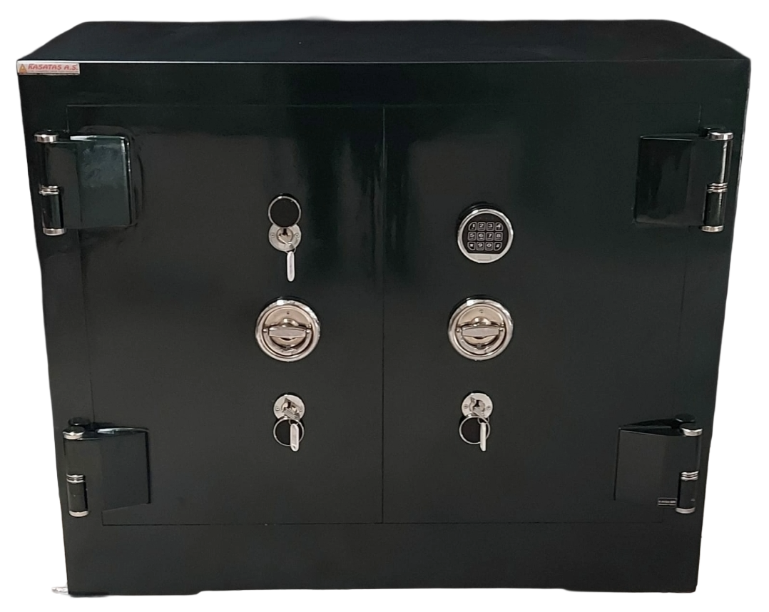 0100GNTP BANKO TİPİ İÇİ KADİFE KAPLI 1 ADET ELEKTRONİK ŞİFRELİ 15MM KAPAKLI KUYUMCU KASASI 100*120*60CM 1200KĞ ( 1800€ )