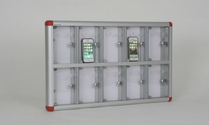 10 GÖZLÜ ALÜMİNYUM  CEP TELEFONU DOLABI  5 X 72.4 X 42.6 h/cm ( 499 € )+KDV