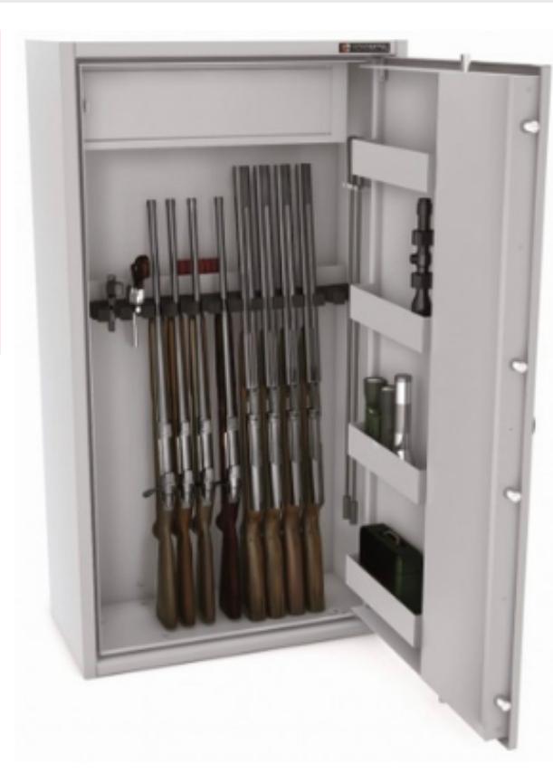 0010FİL 10 TÜFEKLİK  İÇİ DOLAPLI 2 ANAHTARLI TÜFEK KASASI 150*60*40CM 150KĞ ( 3200€  )+KDV