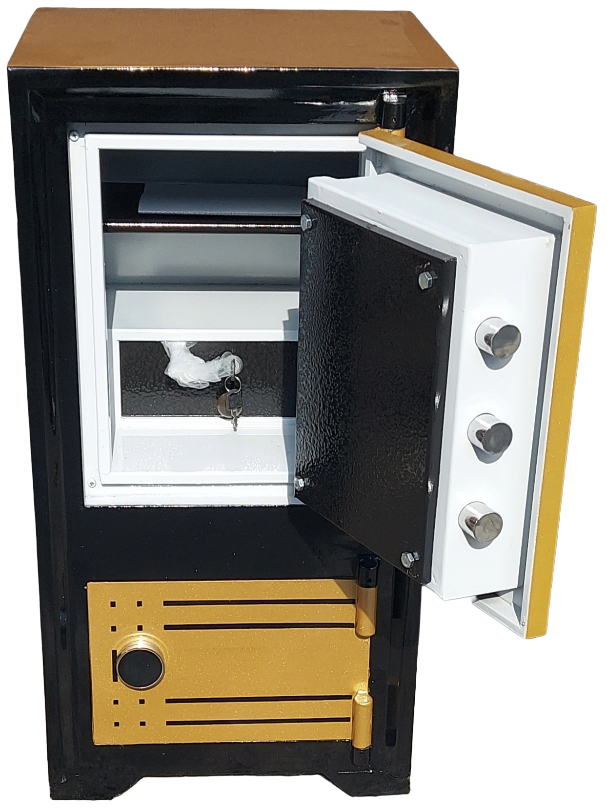 ZZZZZZZ* 007AE 85 LİK EV TİPİ ANAHTAR TAŞIMA ZORUNLULUĞU OLMAYAN ALTI DOLAPLI ELEKTRONİK ŞİFRELİ ÖZEL YALDIZ VARAK ALTIN RENK ÇELİK PARA KASASI 85*45*39CM 160KĞ  SADECE ( 599€ )+KDV