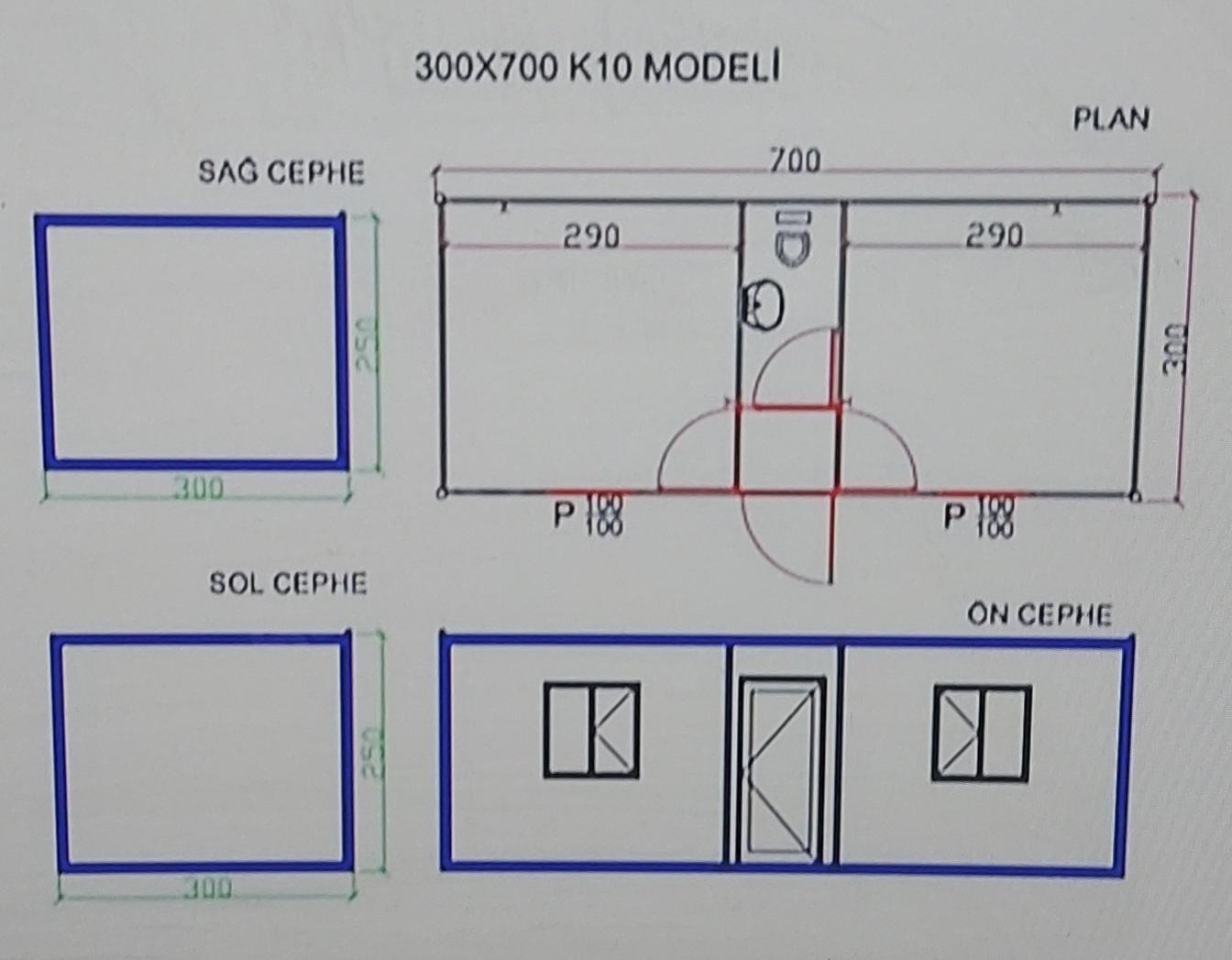 300*700CM WCLİ BANYOLU LAVABOLU DEPREM KONTEYNERİ ( 4999€ )
