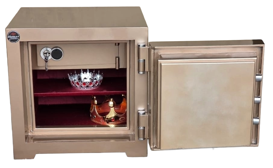 002UZMAN 7CM DOLGULU EV VE OFİSTİPİ YÜKSEK GÜVENLİKLİ HERKÜL CAM KİLİTLEMELİ TANK ZIRHLI DOLGULU ÇELİK PARA KASASI 55*55*55CM 300KĞ ( 1100€ )+KDV