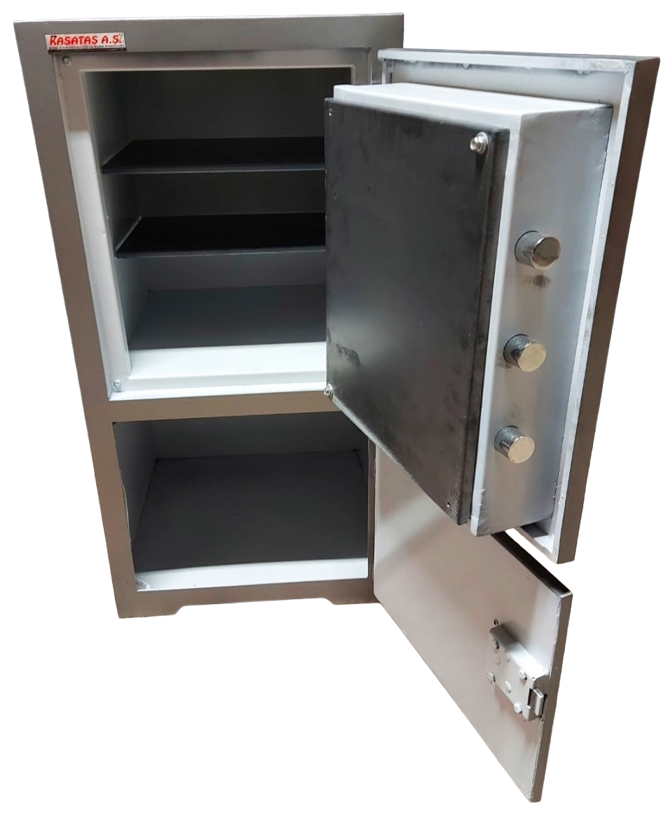 008AEEGM ÖZEL OFİS TİPİ ALTI DOLAPLI ÖZEL MAYMUNCUK AÇMAZ ANAHTARL ÇELİK PARA KASASI 102*50*50CM 200KĞ ( 999€ )+KDV
