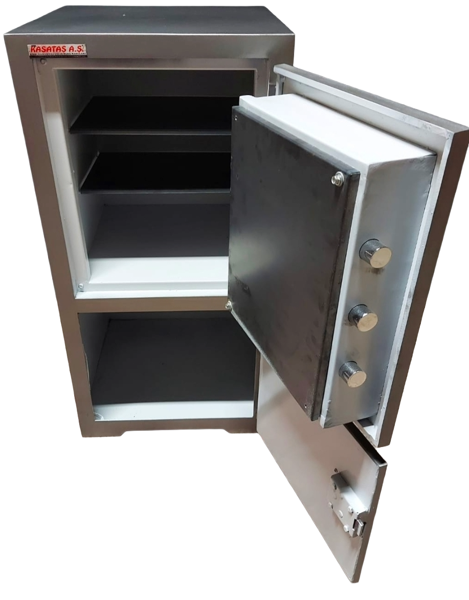 008AEEGM ÖZEL OFİS TİPİ ALTI DOLAPLI ÖZEL MAYMUNCUK AÇMAZ ANAHTARL ÇELİK PARA KASASI 102*50*50CM 200KĞ ( 999€ )+KDV