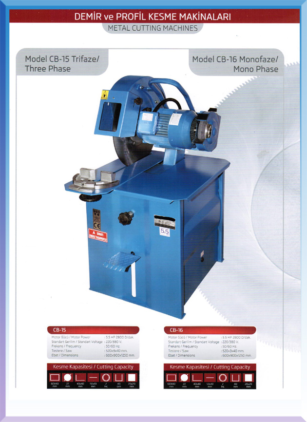 CD 15 - CD16 -  5.5 HP MOTORLU MONOFAZE 520*3*40 TESTERE TAŞLI ( 1888€ )+KDV ADRESE TESLİM