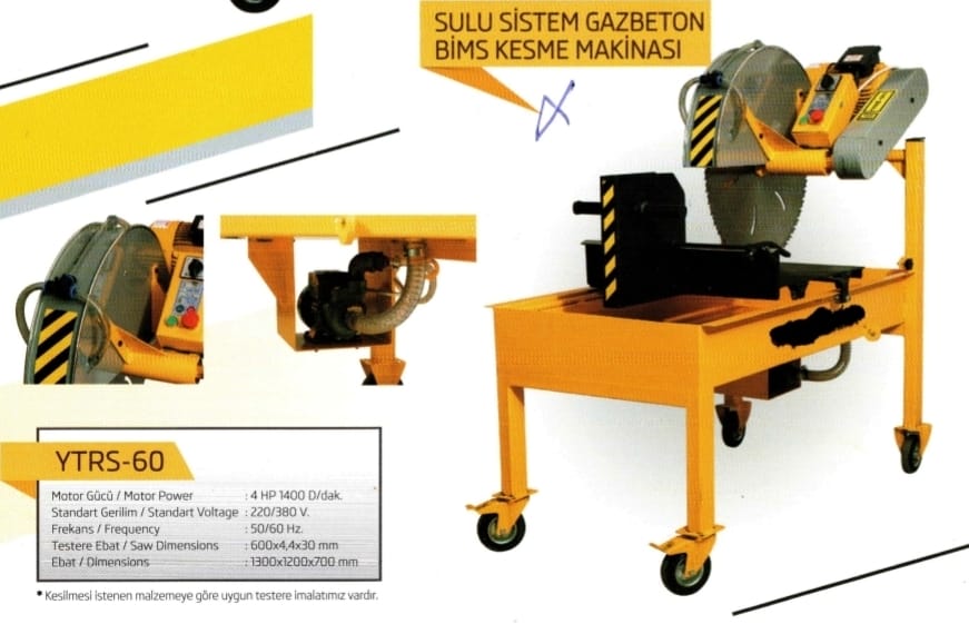 ytrs 60 sulu sistem gaz beton bims kesme makinası
