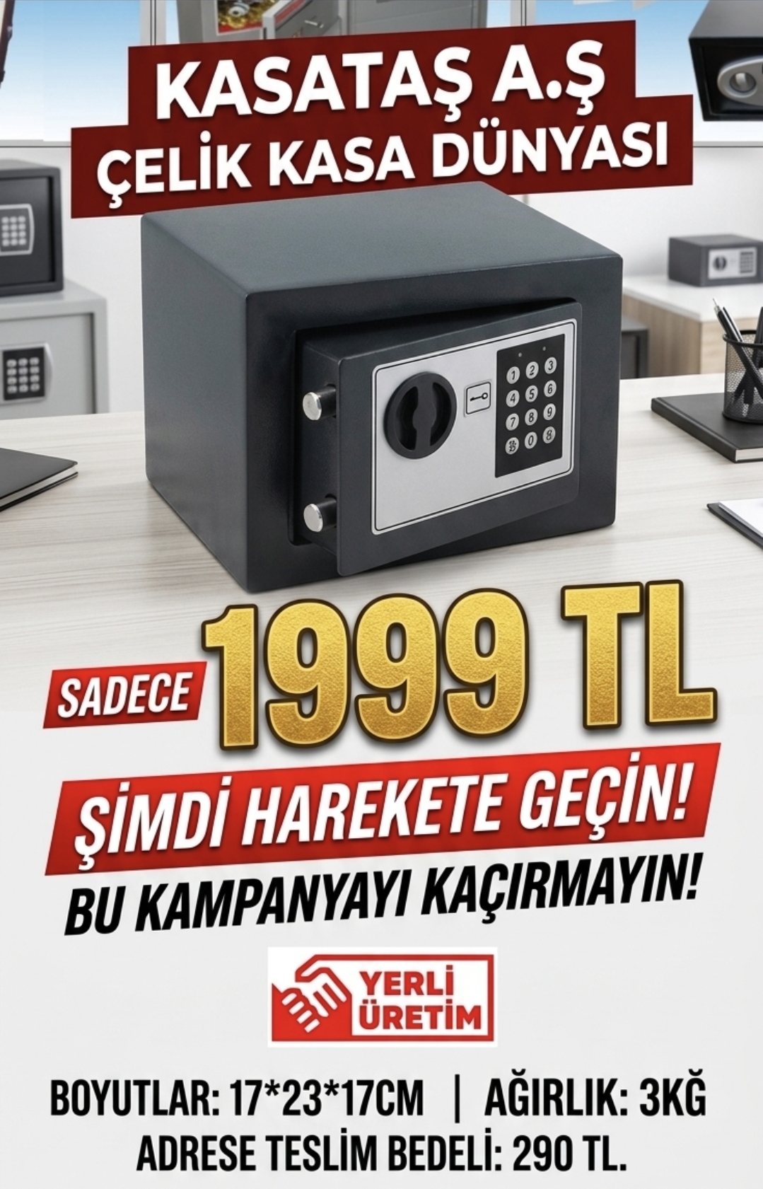 70*55*55CM 300KĞ BRONZ RENK KASA 99999TL