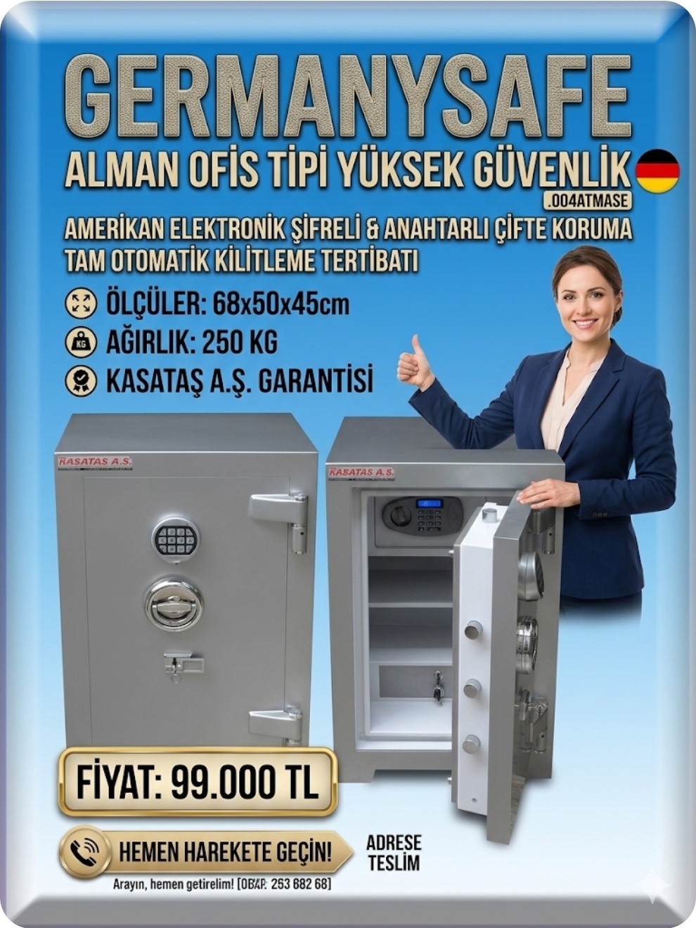 70*55*55CM 300KĞ BRONZ RENK KASA 99999TL